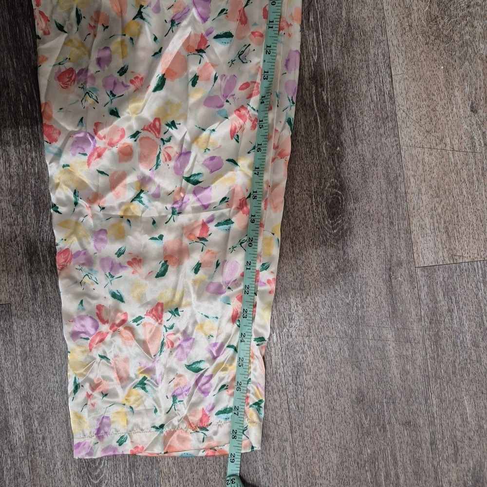 Vtg Victorias Secret Floral Pajama Set Top Pants Long Sleeve Lace Trim L - Picture 10 of 14